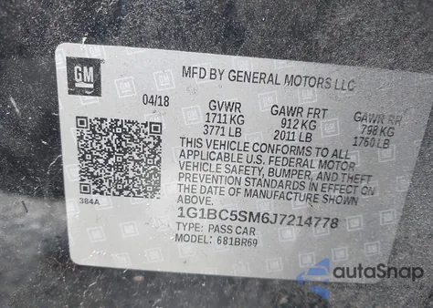 2018 Chevrolet Cruze Ls Auto from USA, damaged, VIN 1G1BC5SM6J7214778